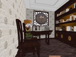 中式风格样板书房室内模型