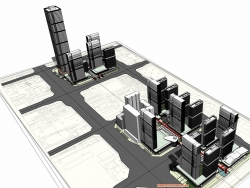 CBD中央办公区 商业区与居住区总体规划（三个地块 现代风...