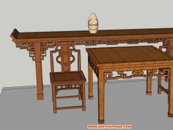 SU模型组件  中式家具模型 仿古家具木制家具