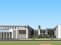 现代中学SU模型下载 学校教学楼建筑设计
