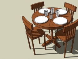 分享一套四人餐桌椅模型