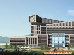综合医院SU模型下载建筑设计方案含效果图