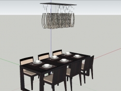 一套餐桌模型加吊灯