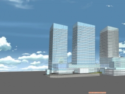 【精细模型】办公建筑群，两种风格，细致裙楼+塔楼