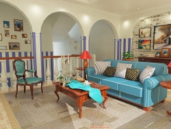 欧式住宅室内地中海风格模型