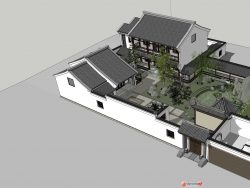 SU精品模型：中式风格别墅模型