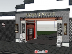 中式大门入口，徽派风格