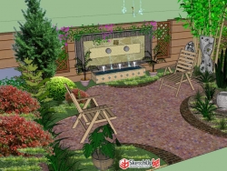 别墅小院景观设计模型
