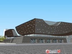 文化中心SU模型下载 图书馆博物馆建筑设计