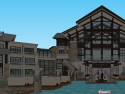 东南亚风格酒店建筑设计SketchUp模型下载