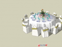 十人餐桌精细模型