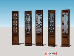 中式木门，镂空格栅，古典中式门