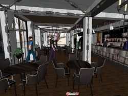 简约大气现代酒吧餐厅室内模型组件