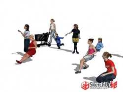 sketchup 3D人物模型下载 30多个 姿态各异 精确建模