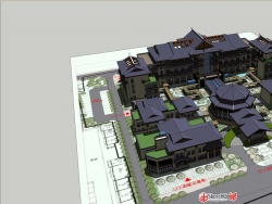 中式仿古酒店模型