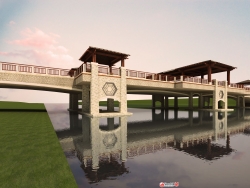 仿风雨桥--古典桥--su模型vray for max渲染 附赠su模型 max文件 ...
