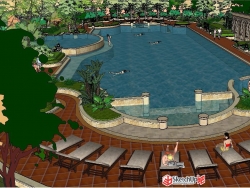欧式游泳池建筑规划景观