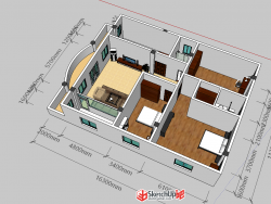 SketchUp自建房屋平面结构图