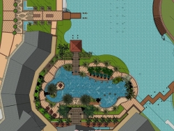 东南亚风格景观游泳池模型~