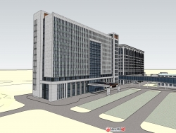 现代医院办公综合楼精细模型