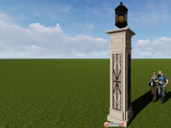 新古典景观灯柱精细模型