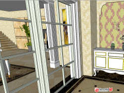 住宅别墅SU模型下载-三层复式欧式风格室内设计