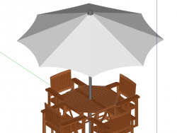 户外木质遮阳伞桌椅-1