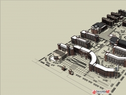 现代简约中学学校SU模型下载 教学楼建筑设计