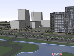 某市中心商务区（CBD）规划与建筑设计办公现代风格模型