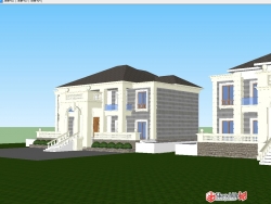 两层欧式私家别墅设计su模型附cad方案
