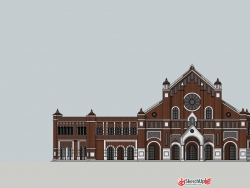 原创SU模型，西式风格教堂建筑（兼做商业建筑）