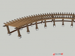 自建细致弧形木质廊架