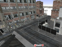 废旧工厂街道SU模型下载-类cs游戏场景建筑模型