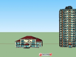 一座会所和一座住宅楼，精细化模型供参考