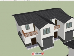 18套新中式别墅安置房建筑设计方案ＳＵ模型