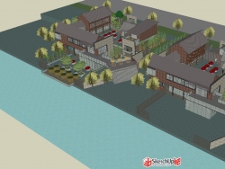 新中式别墅会所建筑SU设计模型
