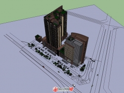 现代高层建筑住宅模型