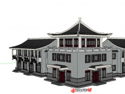 中式徽派商业体建筑，求红宝石。