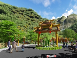 石牛山岱仙瀑布景区竹林商街景观节点设计方案模型