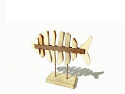 木头鱼骨架装饰雕塑