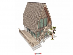 分享现代尖顶两层小木屋住宅