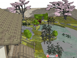 SU草图大师模型 正宗日式园林景观模型 sketchup庭院景观模型