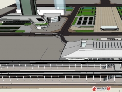 高铁站火车客运中心SU模型下载-淮南南站交通建筑设计