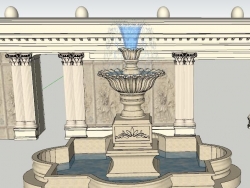 欧式喷泉小品模型