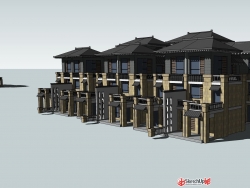 新汉风格精细别墅模型