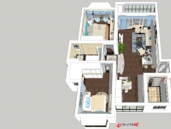 套二住宅室内SU模型下载-简欧北欧室内设计