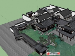中式豪宅别墅方案模型
