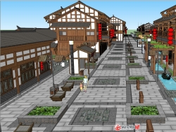 中式仿古商业街区模型