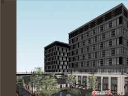 商业综合体SU模型下载-商城商业街酒店公寓建筑规划