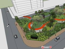 休闲公园廊道景观规划设计SU模型下载